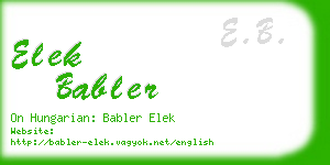 elek babler business card